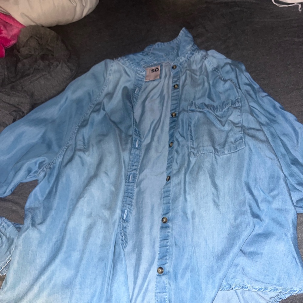 Light Blue Denim Button-Up Shirt